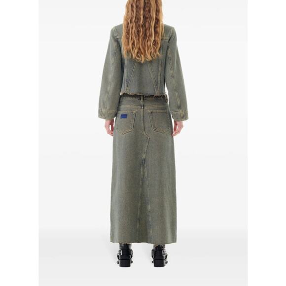 Women's Ganni Y2K Brown Overdied Denim Maxi Skirt in Shitake US 20 Streetwear - Picture 2 of 7